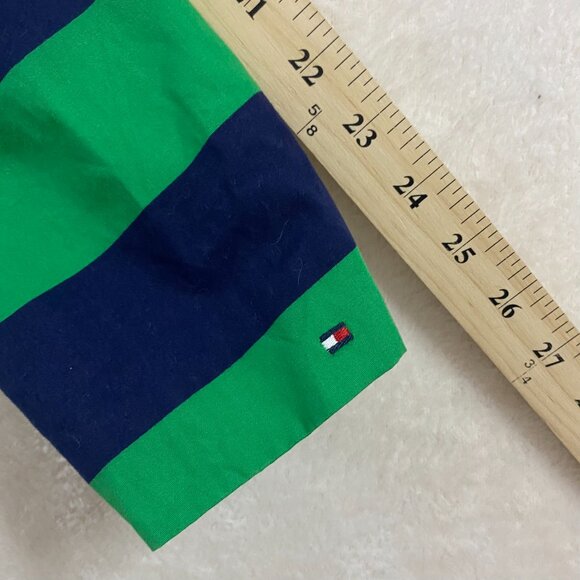 Tommy Hilfiger Belted Rain Trench Coat Jacket Green Blue Color Block Striped - Picture 10 of 10